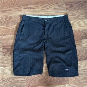 Dickies Black Pinstripe Flat Front Shorts